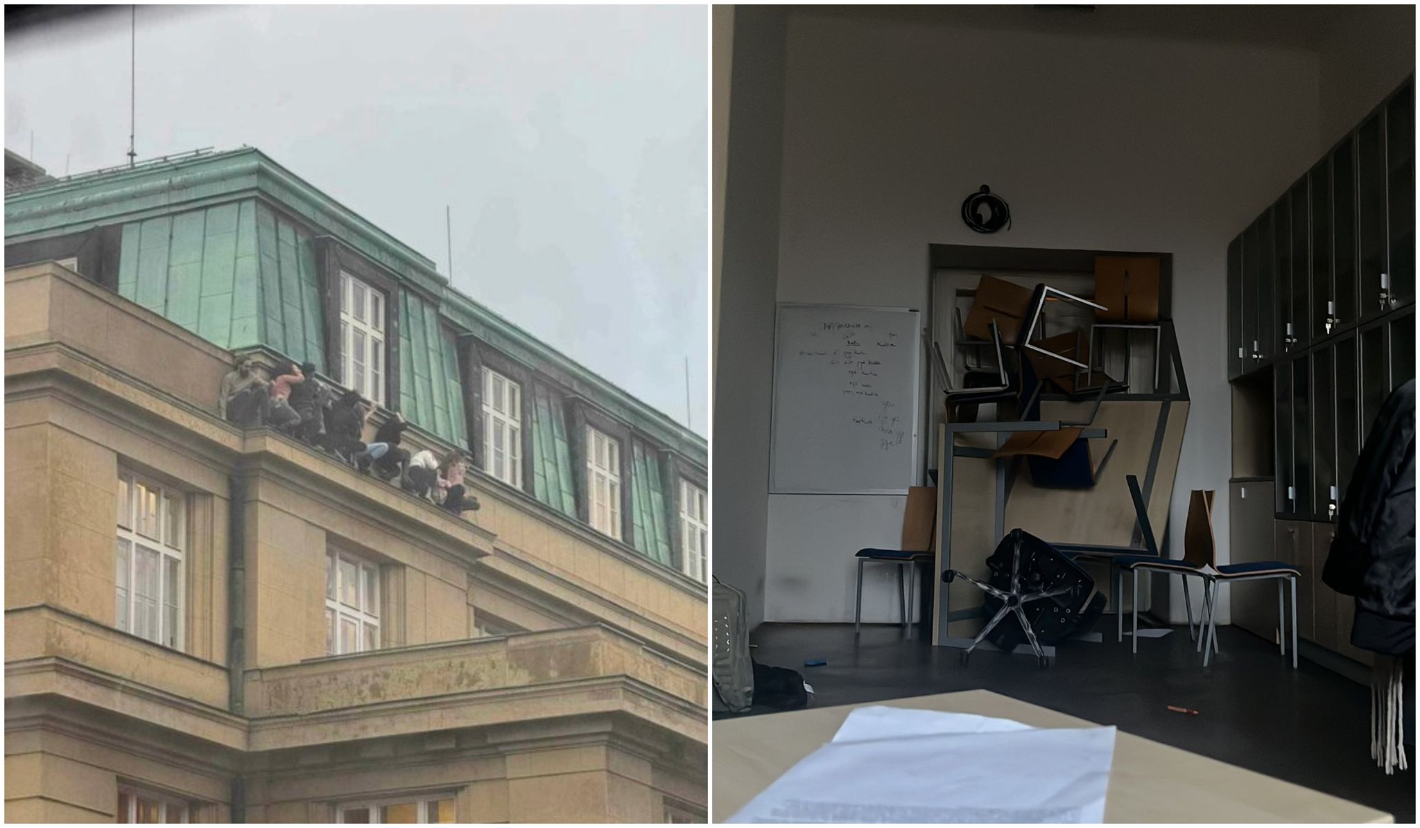 Imagini Din Praga, Din Timpul Atacului Armat De La Facultate: Studenții S-au Baricadat în Clase și S-au Ascuns Pe Marginea Clădirii